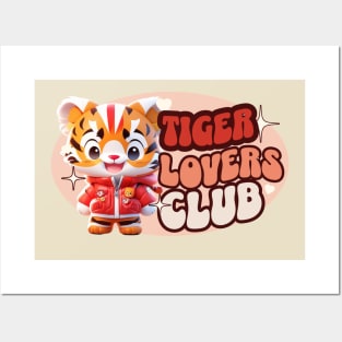 Cute Tiger personified with red jacket Kids Posters and Art